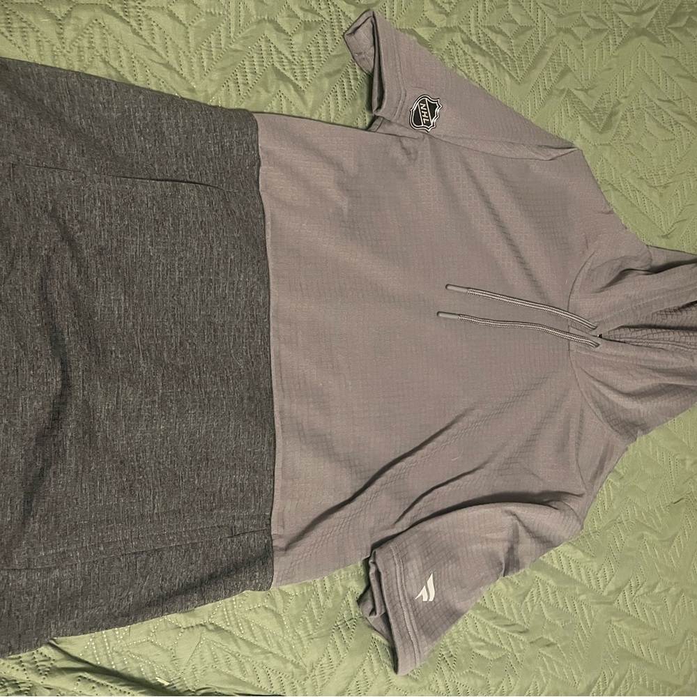 Gray and Dark Gray Short Sleeve Hoodie
